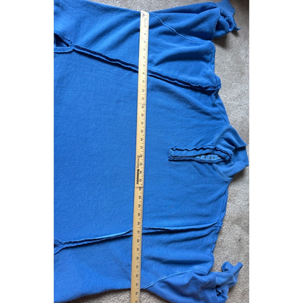 We The Free People Shirt Sweatshirt Pullover Camden Henley Blue Large - Picture 6 of 10
